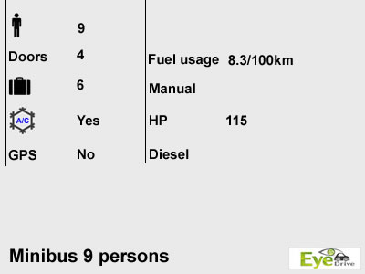 minibus 9 persons en